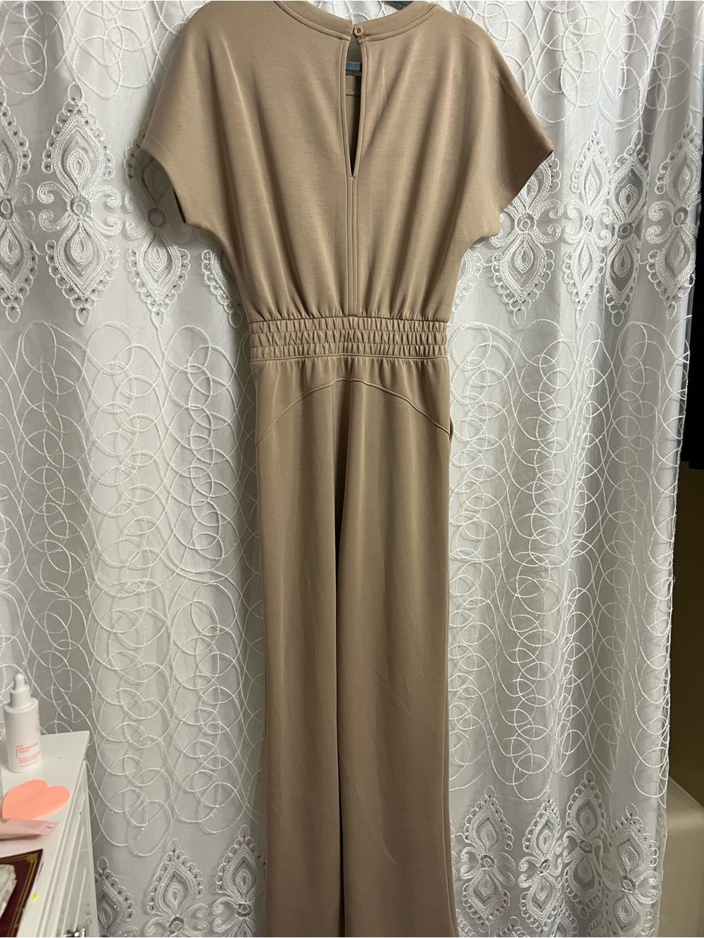 Relaxed Elastic-Waist Jumpsuit in Camel Brand New Without Tags